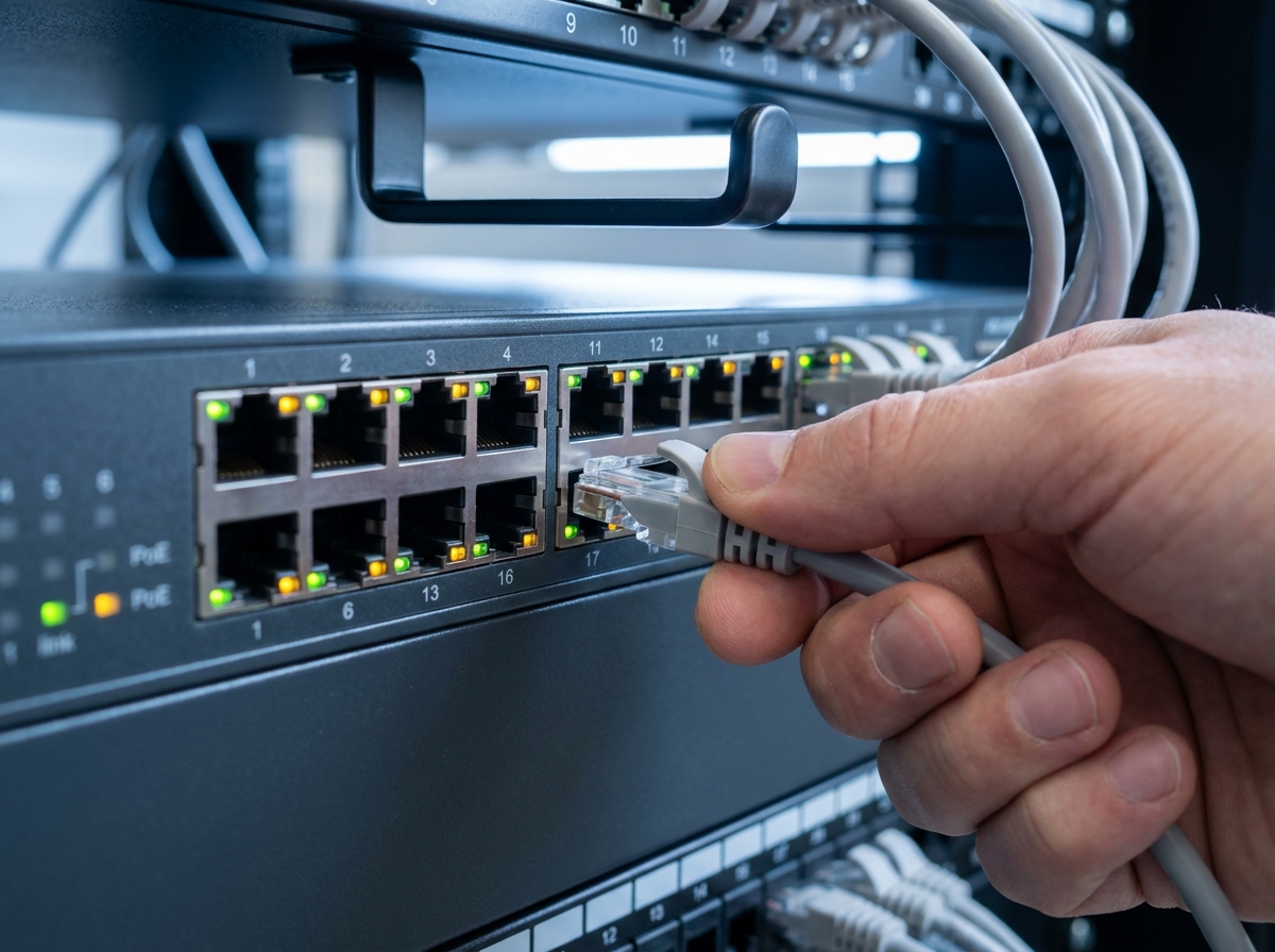 A2B Network how-to guide — connecting a patch lead into a PoE switch port