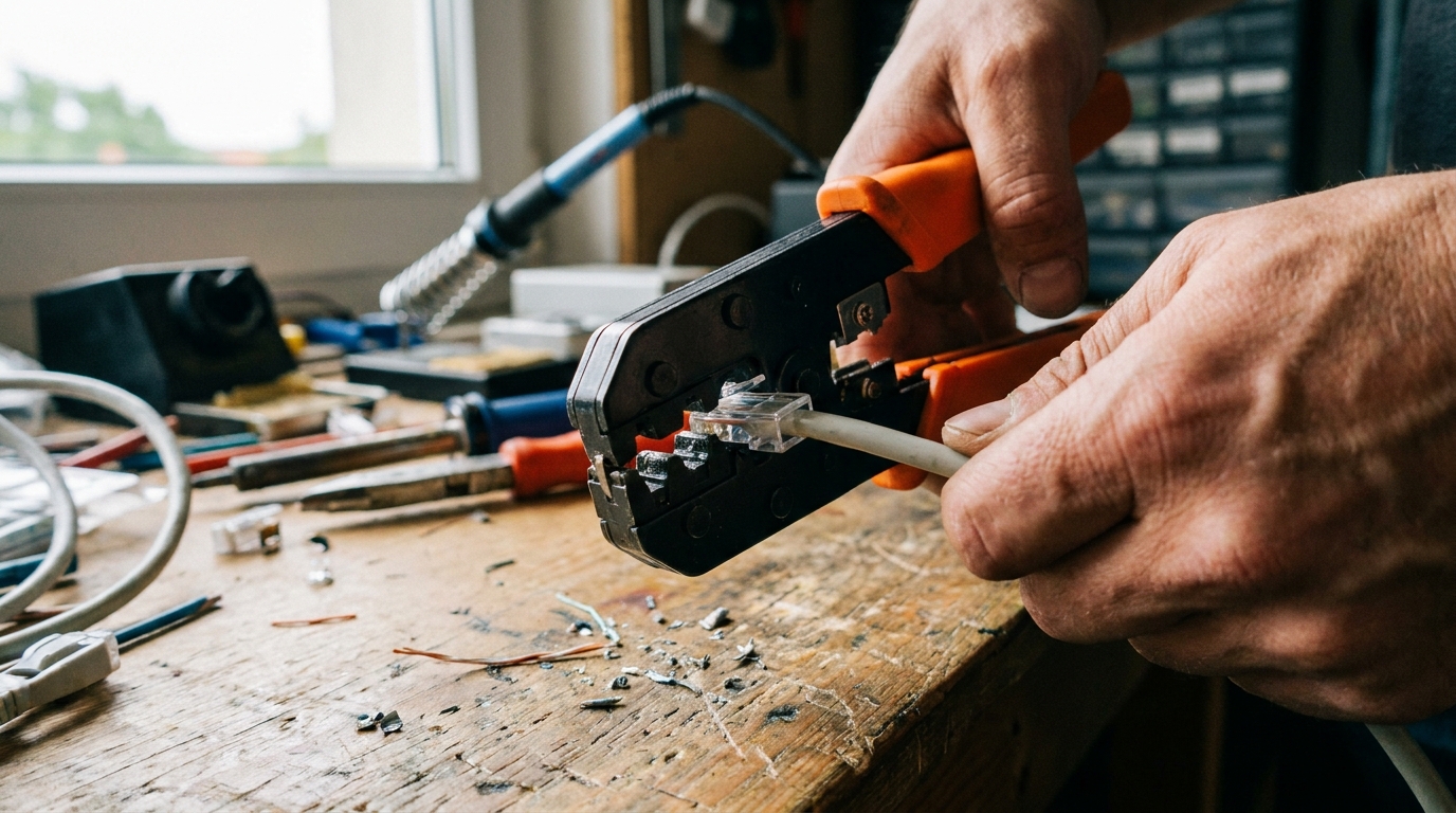 A2B Network how-to guide — crimping an RJ45 plug onto Ethernet cable
