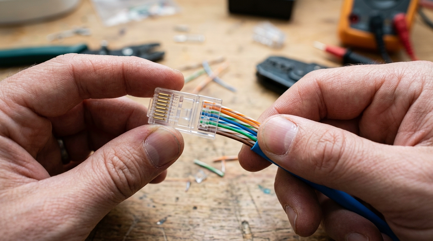A2B Network how-to guide — inserting Ethernet wires into an RJ45 plug