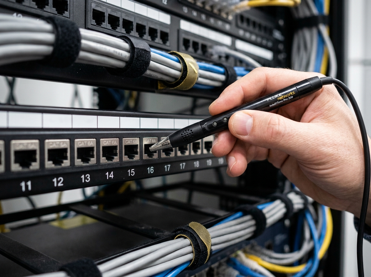 A2B Network how-to guide — using a probe tool to scan patch panel ports for a tone signal
