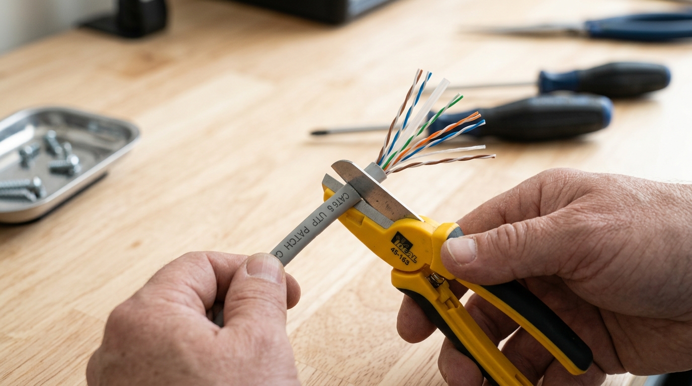 A2B Network how-to guide — stripping the outer jacket from a Cat6 Ethernet cable