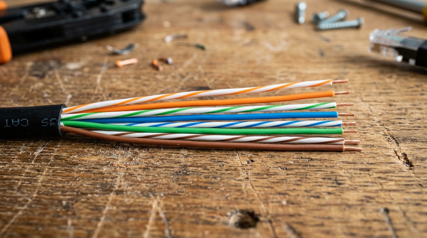 A2B Network how-to guide — Ethernet wires arranged in T568B colour order