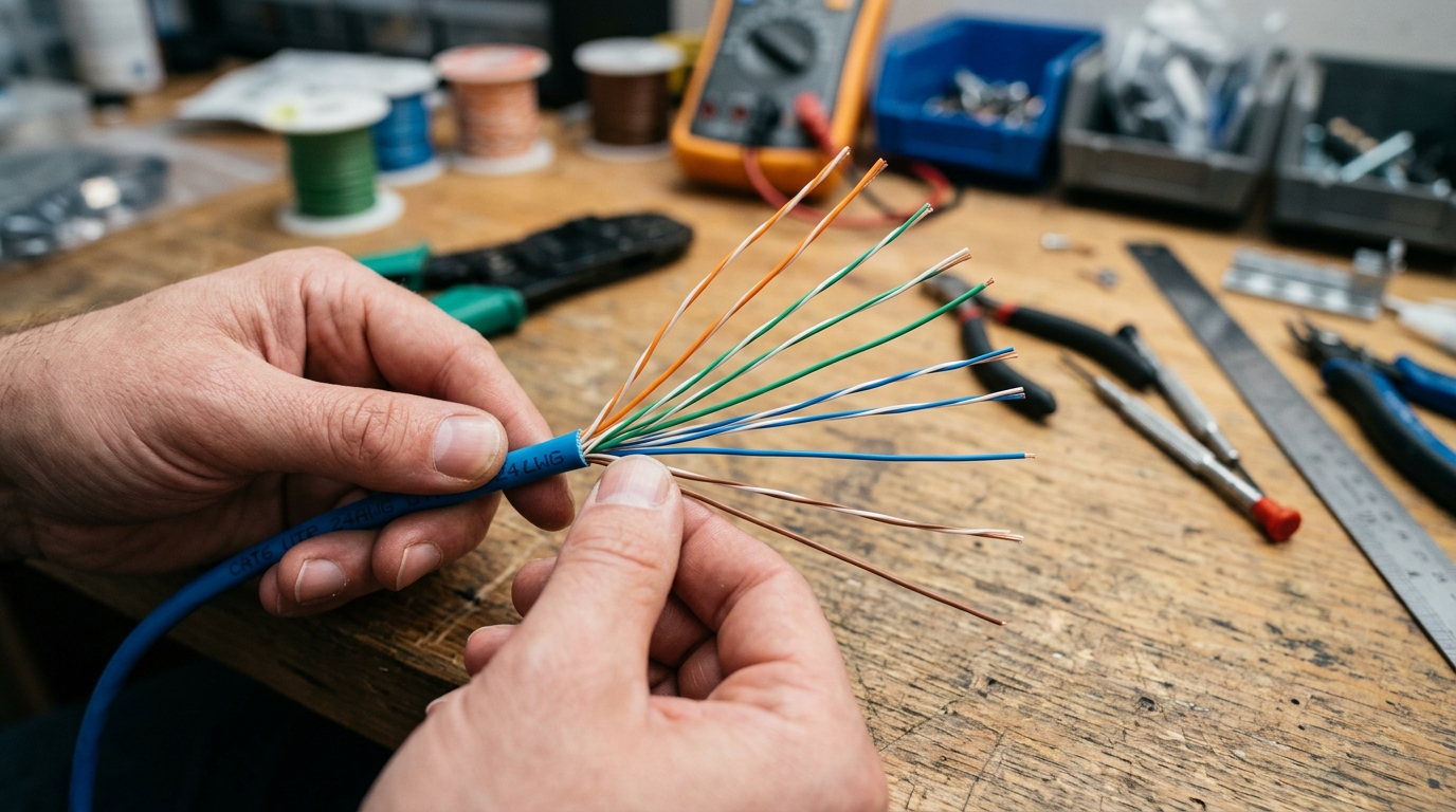 A2B Network how-to guide — untwisting and straightening Ethernet cable wire pairs
