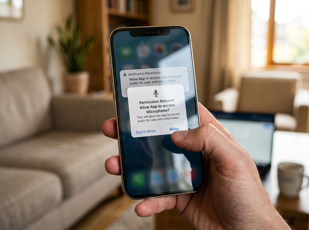 A2B Network how-to guide — allowing microphone and notification permissions on a mobile softphone app