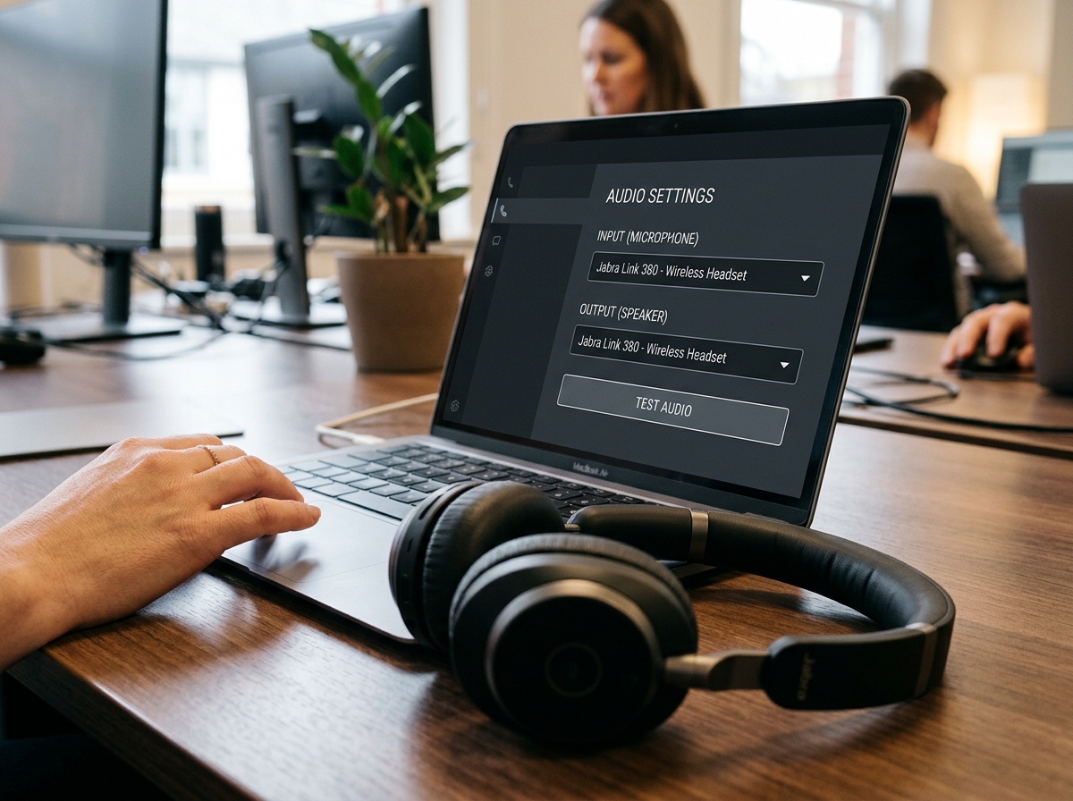 A2B Network how-to guide — selecting audio input and output devices in a softphone app
